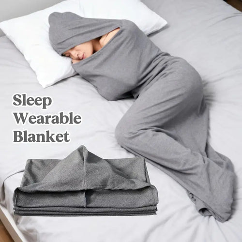 Person asleep in the hooded cocoon blanket